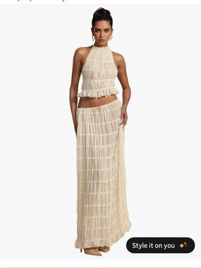 Chiffon Ruffle Maxi Skirt - Cream